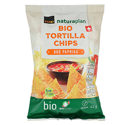 Coop Naturaplan organic tortilla chips BBQ paprika