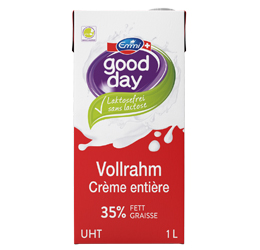 Emmi good day crème entière UHT 35 % graisse sans lactose