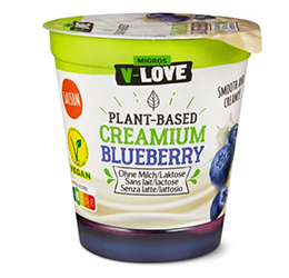 Migros V-Love creamium blueberry vegurt