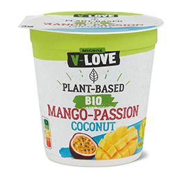 Migros V-Love organic vegurt coconut-mango-passion fruit